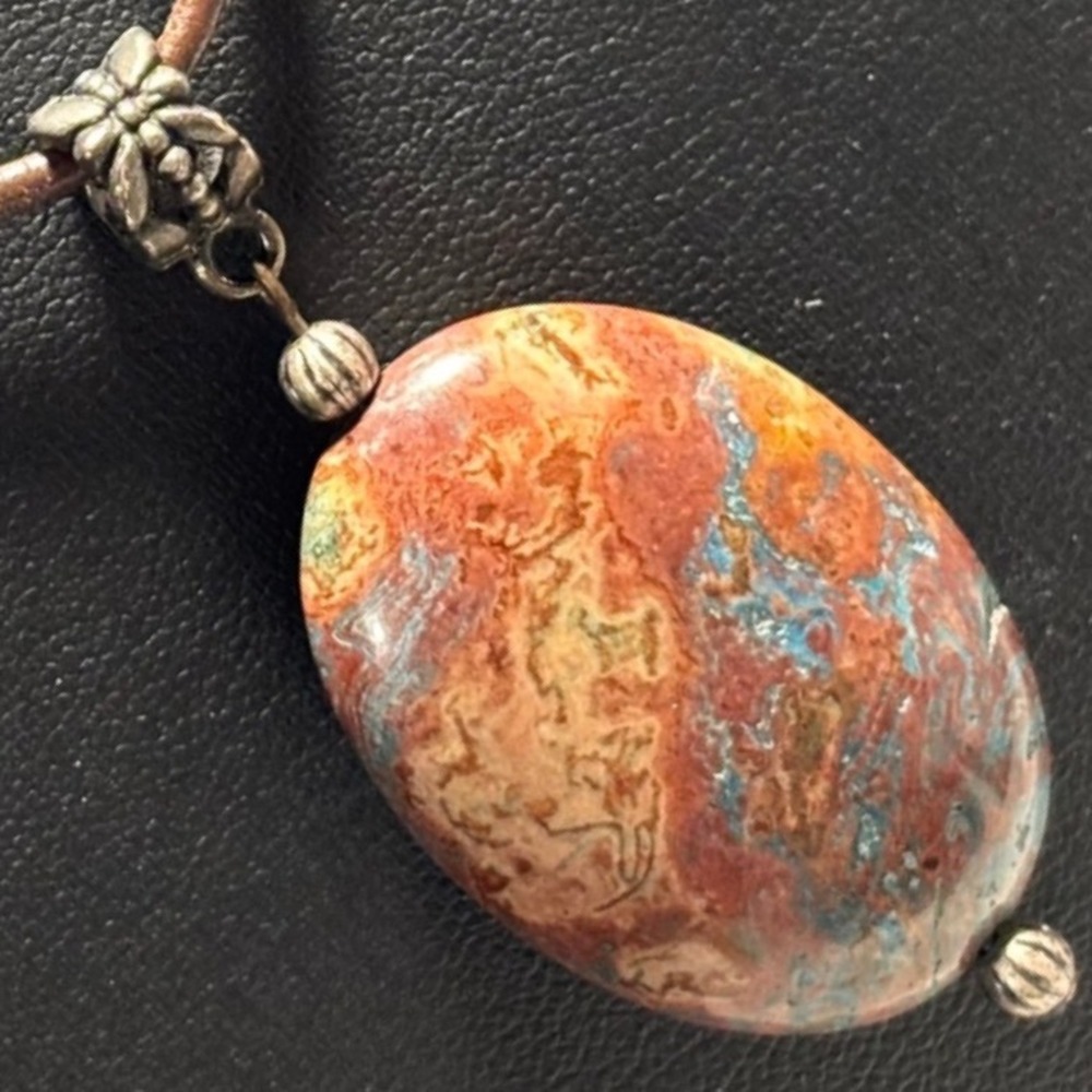 Natural Sonora Sunrise Pendant Chrysocolla Cuprite‎ Hand Crafted Sterling Bail